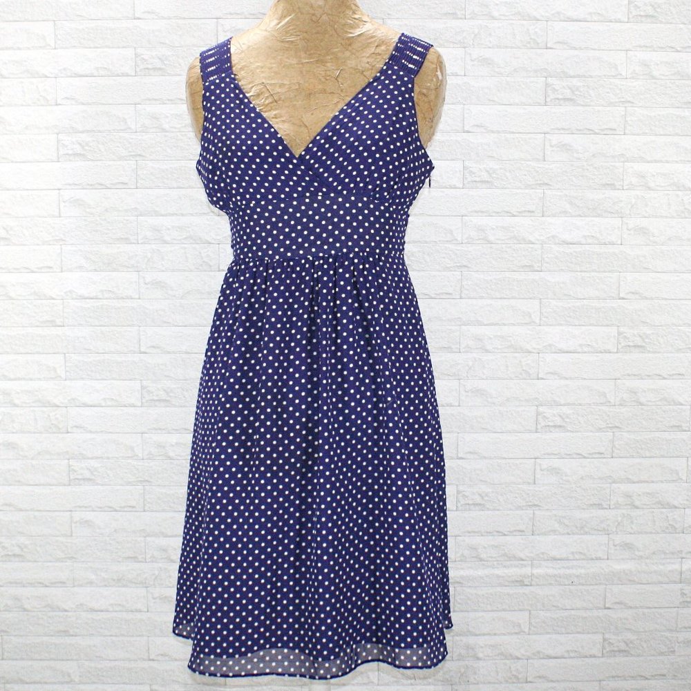 GAP Dress Fit and Flare Feminine Blue and White Polka Dot Sleeveless Size 4